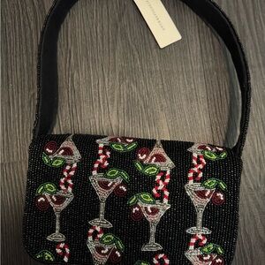 Anthropologie Fiona Beaded Cocktail Candy Cane